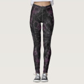 Abstract Geometric Pattern | Black and Wine Leggings (Voorkant)