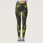 Abstract Geometric Pattern | Black and Yellow Leggings (Voorkant)
