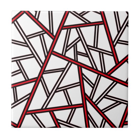 Abstract geometric pattern - red, black and white. tegeltje (Voorkant)