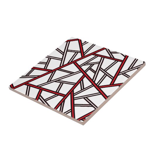 Abstract geometric pattern - red, black and white. tegeltje (Zijkant)