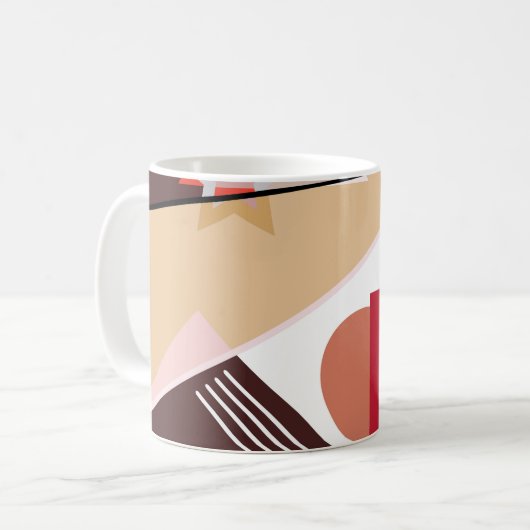 Abstract geometric pattern,  silk scarf shawl desi koffiemok (Voorkant links)