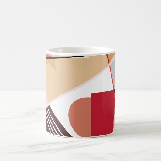 Abstract geometric pattern,  silk scarf shawl desi koffiemok (Center)