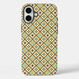 Abstract geometric pattern with diamond shapes iPhone 16 plus hoesje