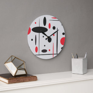 Abstract Geometric Red Black Grote Klok