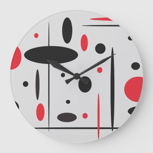 Abstract Geometric Red Black Grote Klok (Voorkant)