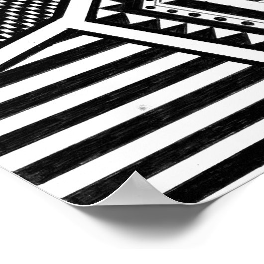 abstract geometric shapes black white pattern hand poster (Hoek)