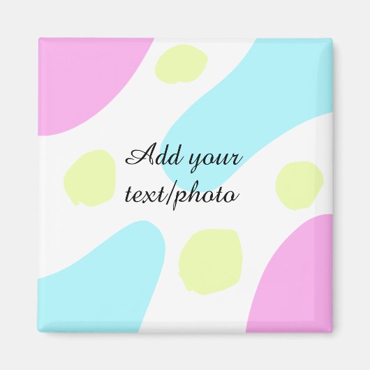 Abstract geometric shapes pastel add name photo ba magneet (Voorkant)