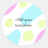 Abstract geometric shapes pastel add name photo ba ronde sticker (Voorkant)