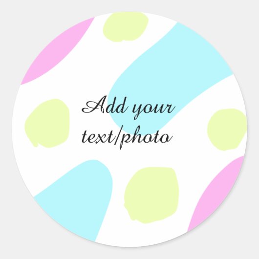 Abstract geometric shapes pastel add name photo ba ronde sticker (Voorkant)