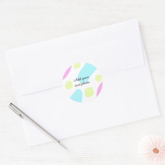 Abstract geometric shapes pastel add name photo ba ronde sticker (Envelop)