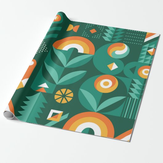Abstract geometric vintage pattern in Scandinavian Cadeaupapier (Uitgerold)