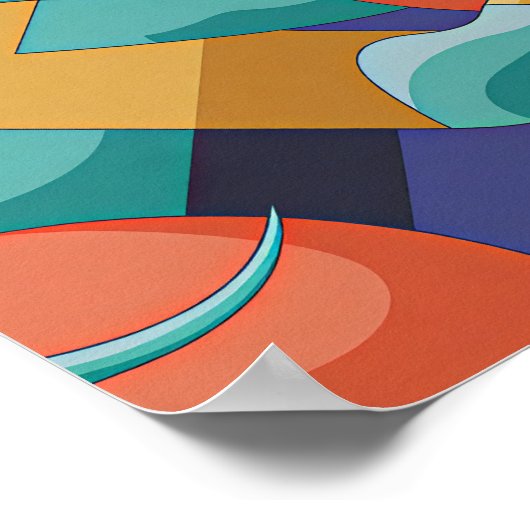 Abstract Geometric Waves Poster (Hoek)
