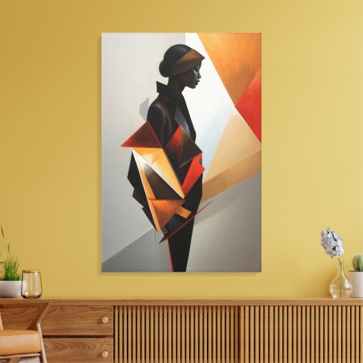 Abstract Geometric Woman - Modern Art Minimalist Canvas Afdruk (Insitu (Woonkamer))