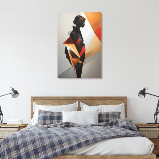 Abstract Geometric Woman - Modern Art Minimalist Canvas Afdruk (Insitu (Slaapkamer))