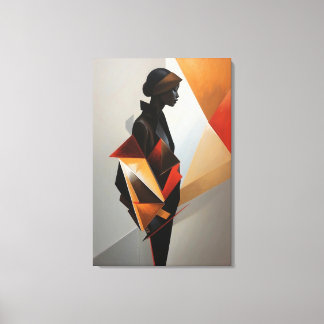 Abstract Geometric Woman - Modern Art Minimalist Canvas Afdruk