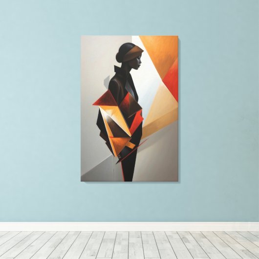 Abstract Geometric Woman - Modern Art Minimalist Canvas Afdruk (Insitu (Houten vloer))