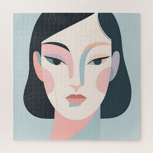 Abstract Geometric Woman Portrait Minimalist Legpuzzel (Verticaal)