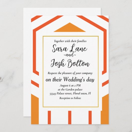 Abstract geometrical pattern in oranje and kaart (Voorkant / Achterkant)