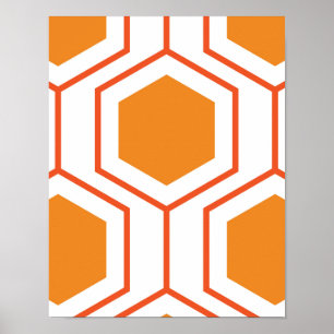 Abstract geometrical pattern in oranje and poster