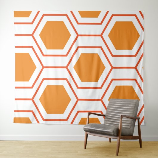 Abstract geometrical pattern in oranje and wandkleed (In Situ (horizontaal))