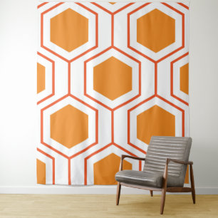 Abstract geometrical pattern in oranje and wandkleed