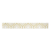 Abstract geometrical, white and gold satijnen lint (Voorkant)