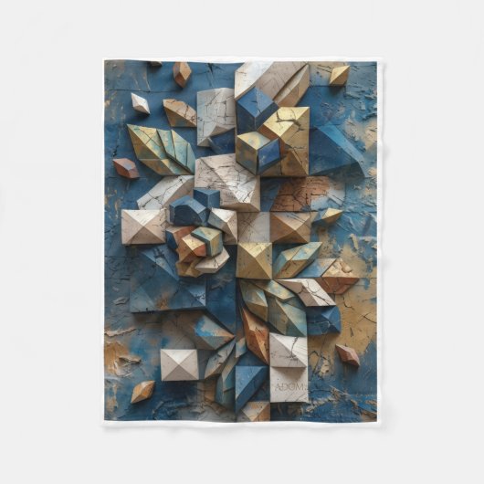 Abstract Geometrisch 3D-Patroon Kunst fleece deken (Voorkant)