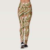 Abstract geometrisch aardse marmeren patroonontwer leggings (Achterkant)