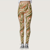 Abstract geometrisch aardse marmeren patroonontwer leggings (Voorkant)