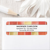 Abstract geometrisch adres van de rode gele Waterv Etiket (Insitu)