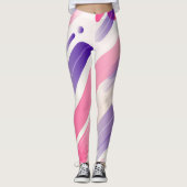 Abstract geometrisch afgerond kleurrijk lijnpatroo leggings (Voorkant)