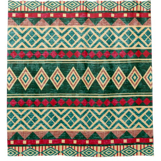 Abstract geometrisch Afrikaans stijlpatroon Douchegordijn (Voorkant)