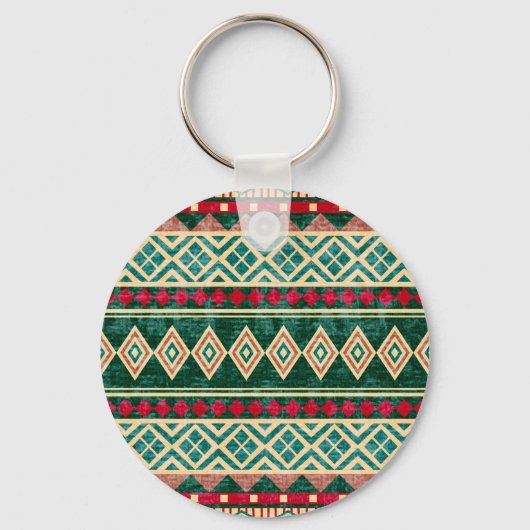 Abstract geometrisch Afrikaans stijlpatroon Sleutelhanger (Voorkant)