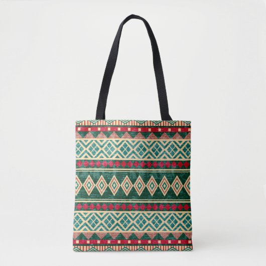 Abstract geometrisch Afrikaans stijlpatroon Tote Bag (Voorkant)