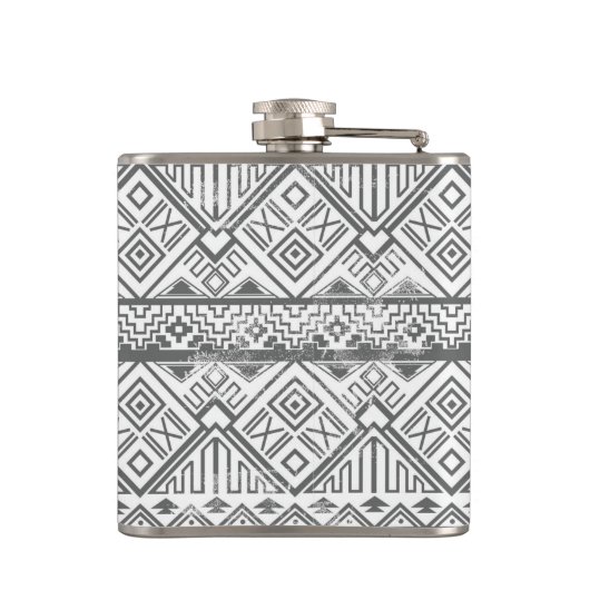 Abstract Geometrisch Aztec Patroon 2 Heupfles (Achterkant)