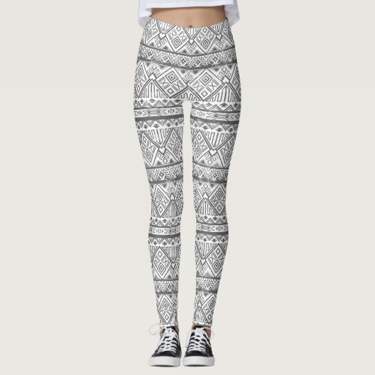 Abstract Geometrisch Aztec Patroon 2 Leggings (Voorkant)