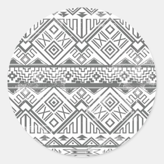 Abstract Geometrisch Aztec Patroon 2 Ronde Sticker (Voorkant)