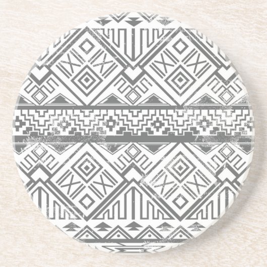 Abstract Geometrisch Aztec Patroon 2 Zandsteen Onderzetter (Voorkant)
