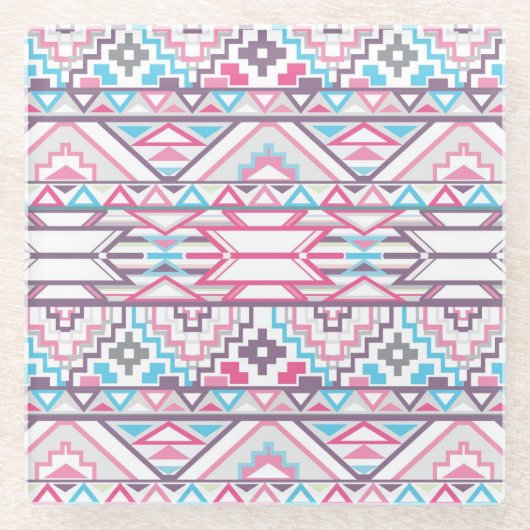 Abstract Geometrisch Aztec Patroon 3 Glazen Onderzetter (Voorkant)