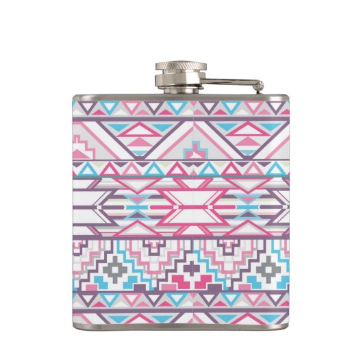 Abstract Geometrisch Aztec Patroon 3 Heupfles (Achterkant)