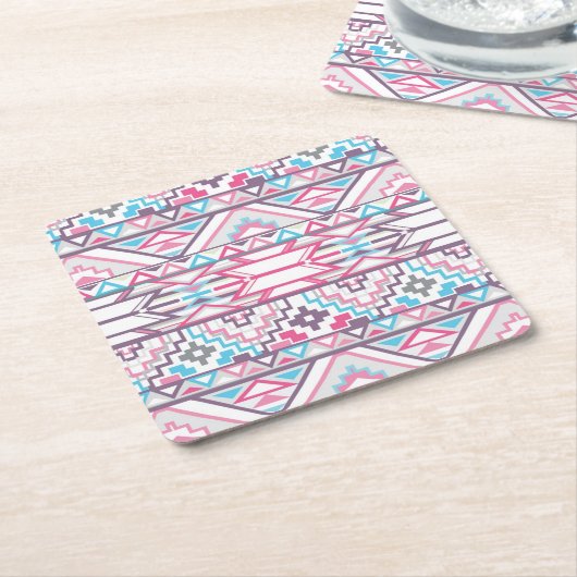 Abstract Geometrisch Aztec Patroon 3 Kartonnen Onderzetters (Schuin)