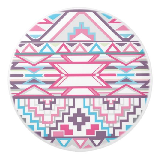Abstract Geometrisch Aztec Patroon 3 Keramische Knop (Voorkant)