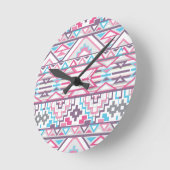Abstract Geometrisch Aztec Patroon 3 Ronde Klok (Hoek)