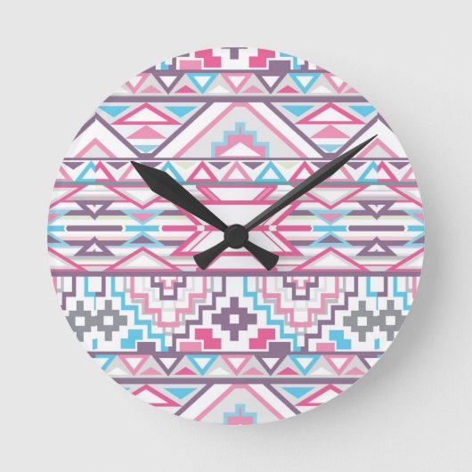 Abstract Geometrisch Aztec Patroon 3 Ronde Klok (Voorkant)