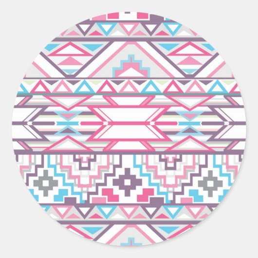 Abstract Geometrisch Aztec Patroon 3 Ronde Sticker (Voorkant)