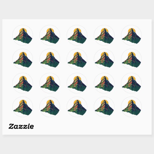 Abstract geometrisch berglandschap ronde sticker (Vel)