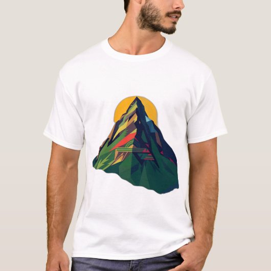 Abstract geometrisch berglandschap t-shirt (Voorkant)
