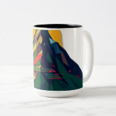 Abstract geometrisch berglandschap tweekleurige koffiemok (Voorkant rechts)