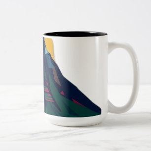 Abstract geometrisch berglandschap tweekleurige koffiemok