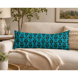 Abstract Geometrisch Blauw Bloemmotief  Lichaamskussen
